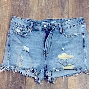 Old Navy OG Straight Cut Off Rainbow Thread Distressed Jean High Rise Shorts